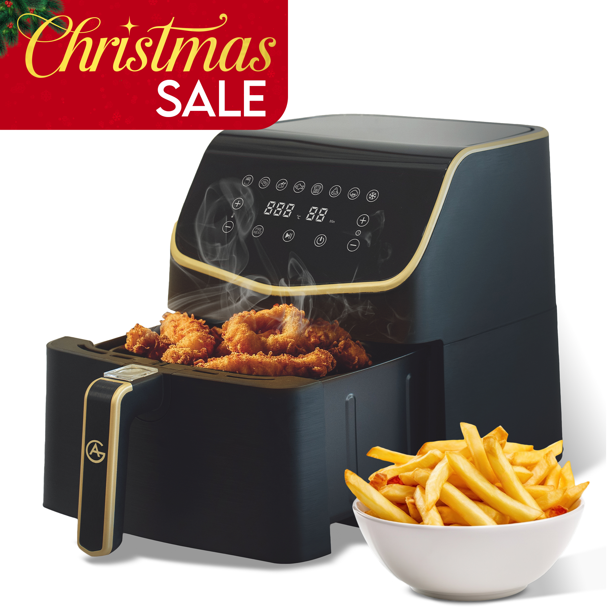 AG XXL Premium Airfryer - Fino a 8 persone - 5,5 L - Estremamente silenzioso - 8 programmi di cottura automatici