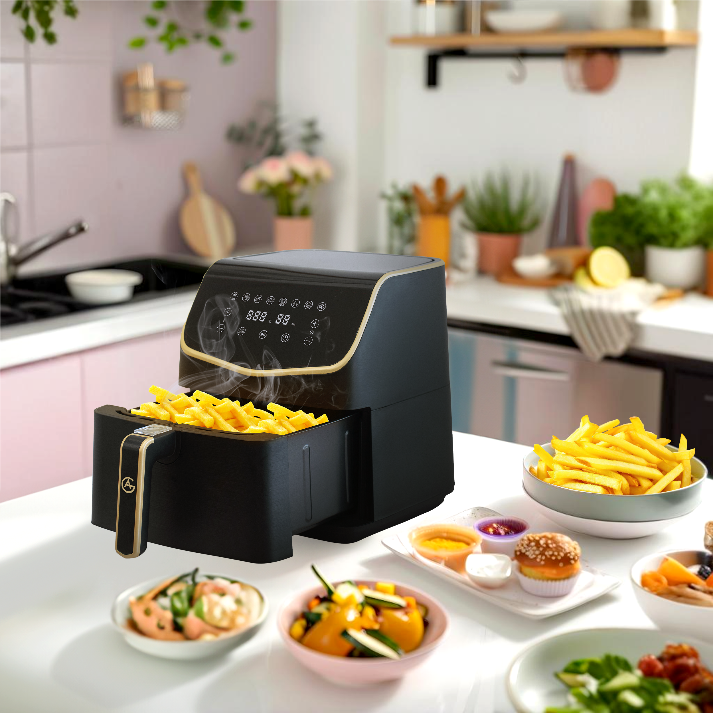 AG XXL Premium Airfryer - Fino a 8 persone - 5,5 L - Estremamente silenzioso - 8 programmi di cottura automatici