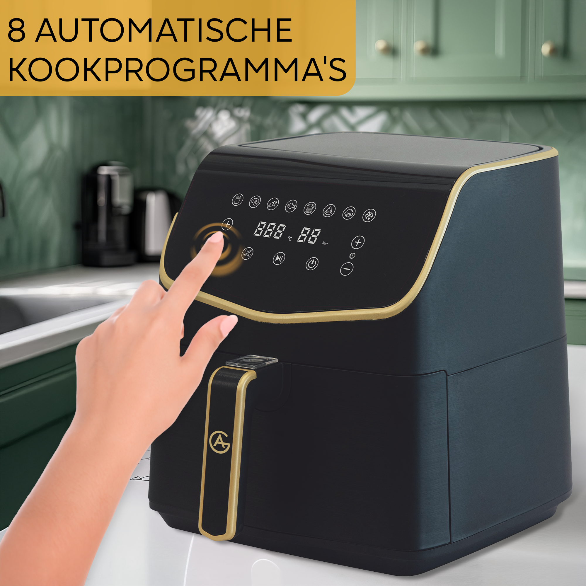 AG XXL Premium Airfryer - Fino a 8 persone - 5,5 L - Estremamente silenzioso - 8 programmi di cottura automatici